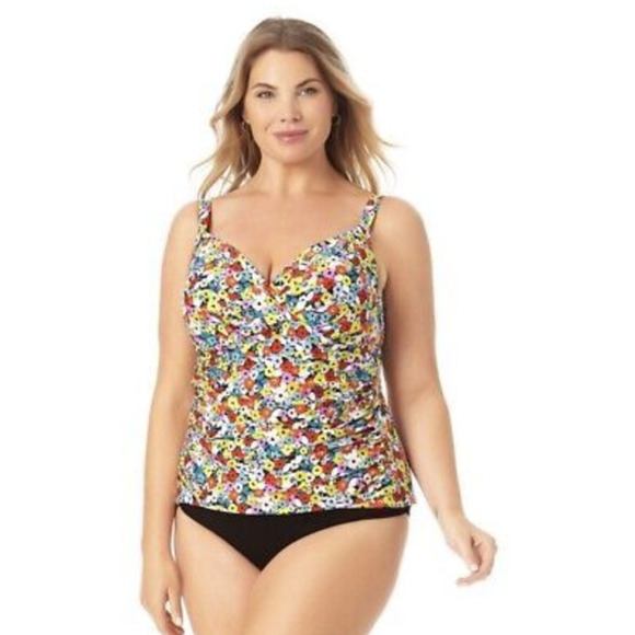 Anne Cole FLOWER Underwire MULTI Floral Underwire Swim Tankini Top NWT $74 - Picture 5 of 7